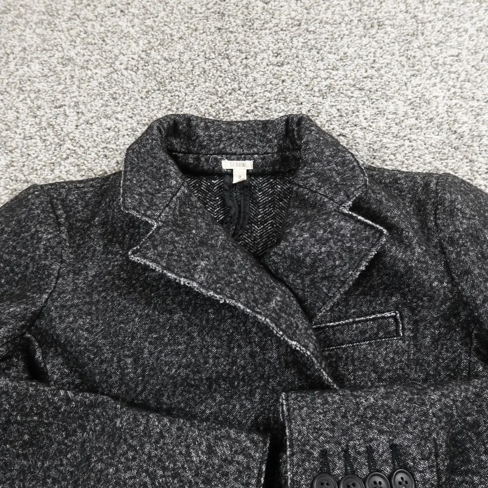 J Crew Jacket Womens 2 Gray Wool Blend Double Breasted Peacoat Blazer Sport Coat - Picture 3 of 10